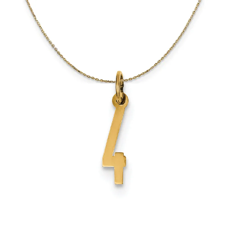 Lattice grid necklace-14k Yellow Gold, Alumni Small Elongated Number 4 Necklace