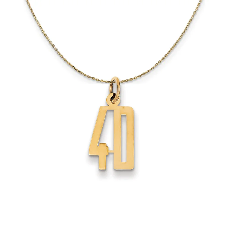 Etruscan gold necklace-14k Yellow Gold, Alumni Small Elongated Number 40 Necklace