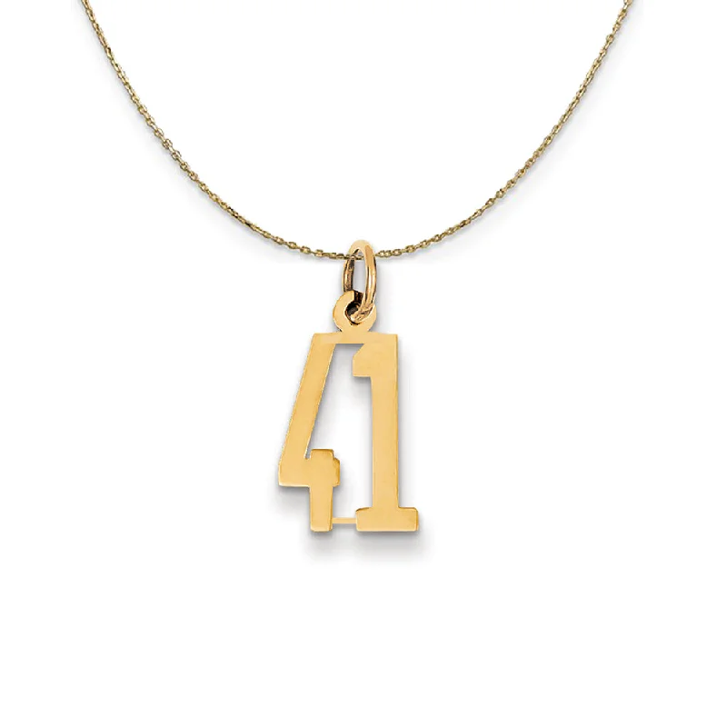 Cedar nut necklace-14k Yellow Gold, Alumni Small Elongated Number 41 Necklace