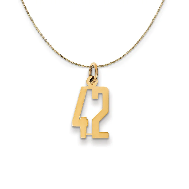 Fossil fragment necklace-14k Yellow Gold, Alumni Small Elongated Number 42 Necklace