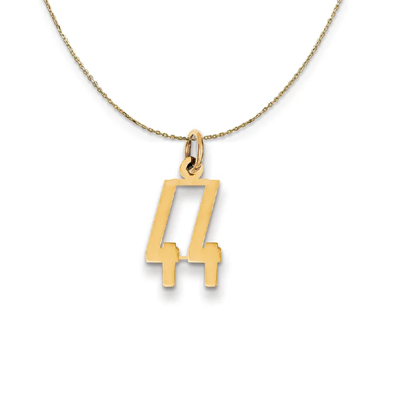 14k Yellow Gold, Alumni Small Elongated Number 44 Necklace