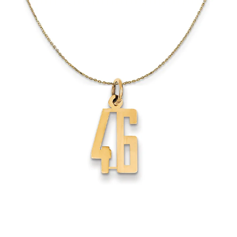 Wave ridge necklace-14k Yellow Gold, Alumni Small Elongated Number 46 Necklace