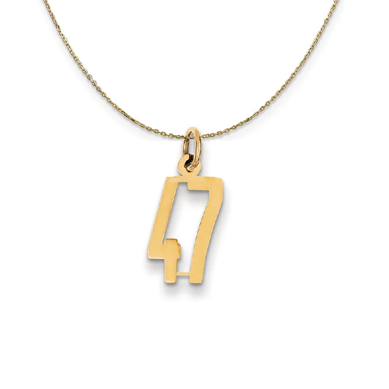 Baroque bend necklace-14k Yellow Gold, Alumni Small Elongated Number 47 Necklace