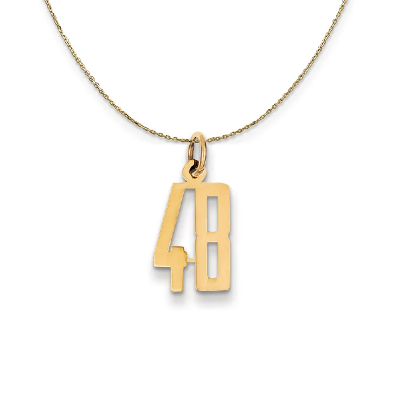 14k Yellow Gold, Alumni Small Elongated Number 48 Necklace