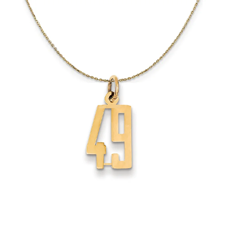 Textured bar necklace-14k Yellow Gold, Alumni Small Elongated Number 49 Necklace