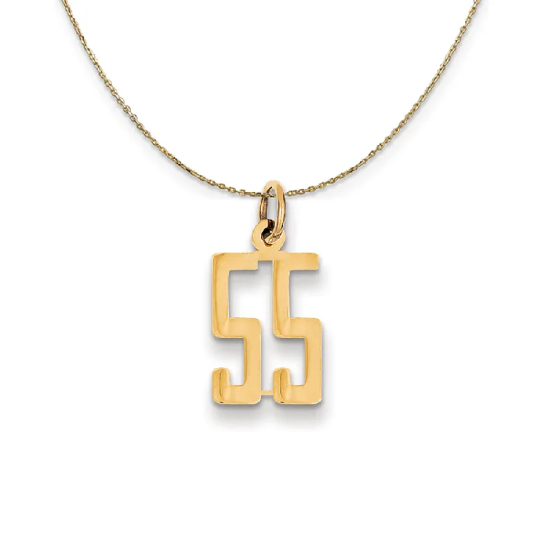 Frosted quartz necklace-14k Yellow Gold, Alumni Small Elongated Number 55 Necklace