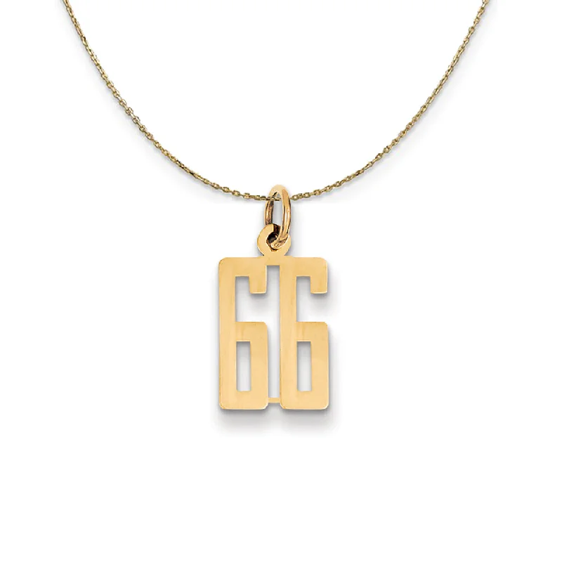 Chipped rim necklace-14k Yellow Gold, Alumni Small Elongated Number 66 Necklace