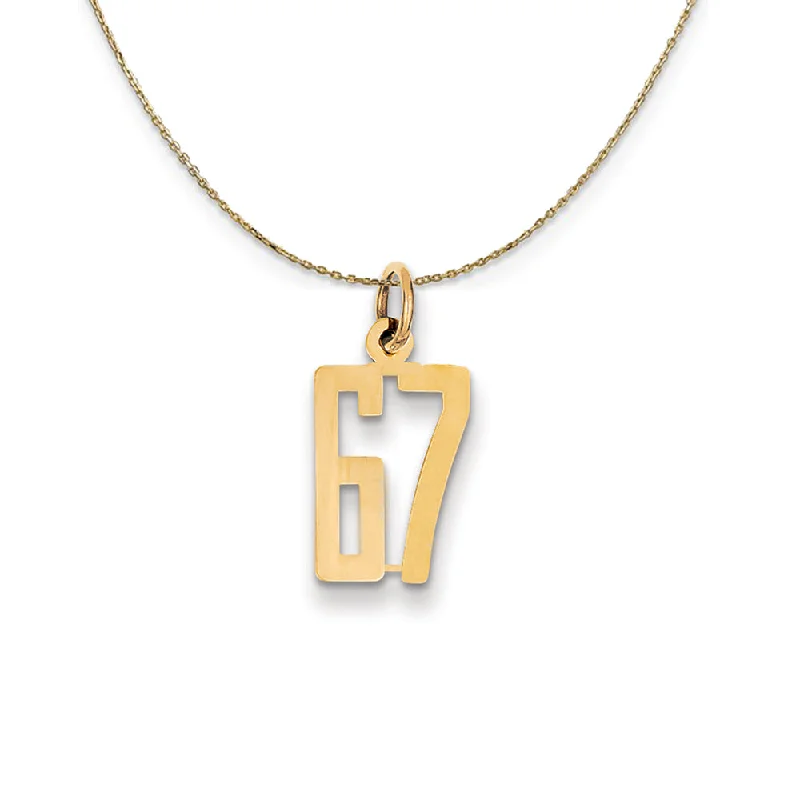 Five-knot necklace-14k Yellow Gold, Alumni Small Elongated Number 67 Necklace