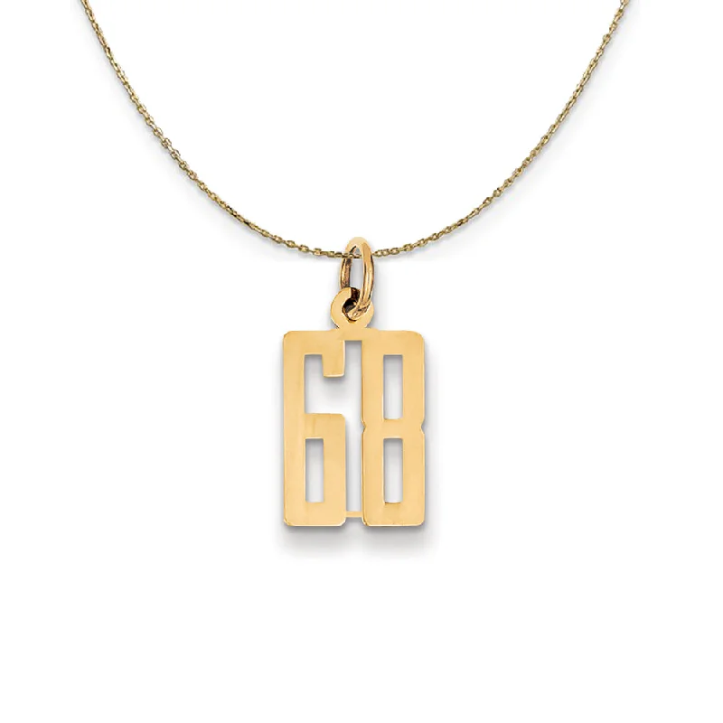 14k Yellow Gold, Alumni Small Elongated Number 68 Necklace