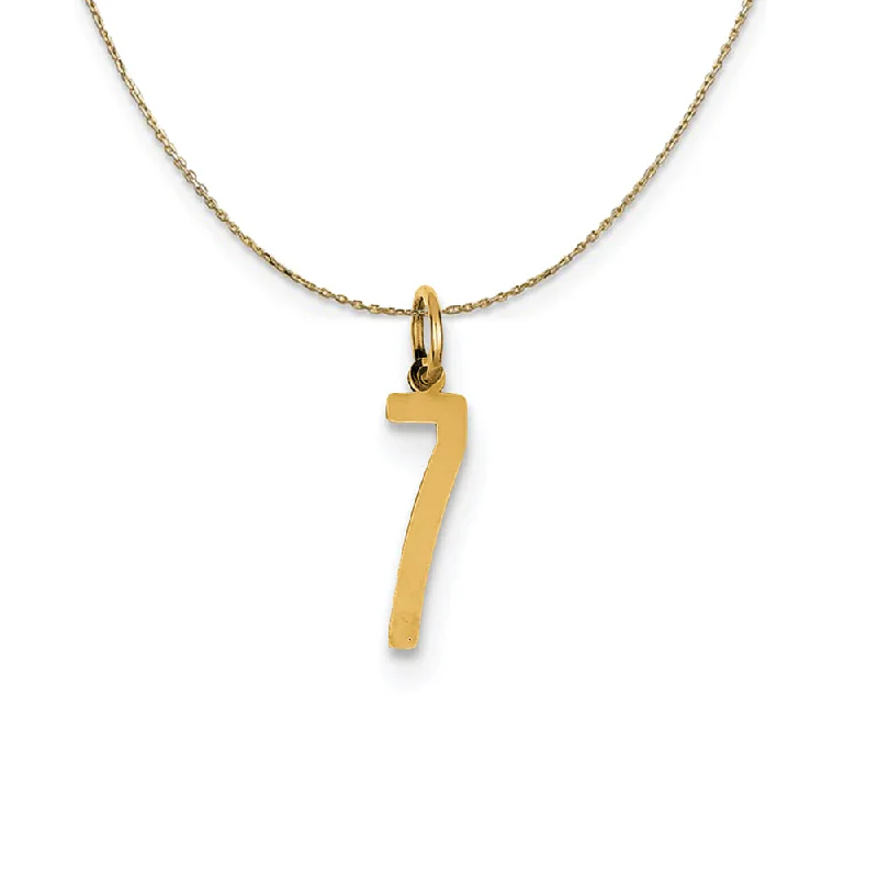 Ripple swirl necklace-14k Yellow Gold, Alumni Small Elongated Number 7 Necklace