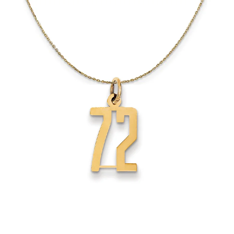 14k Yellow Gold, Alumni Small Elongated Number 72 Necklace