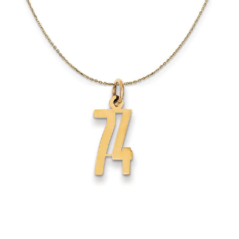 Maple wood necklace-14k Yellow Gold, Alumni Small Elongated Number 74 Necklace