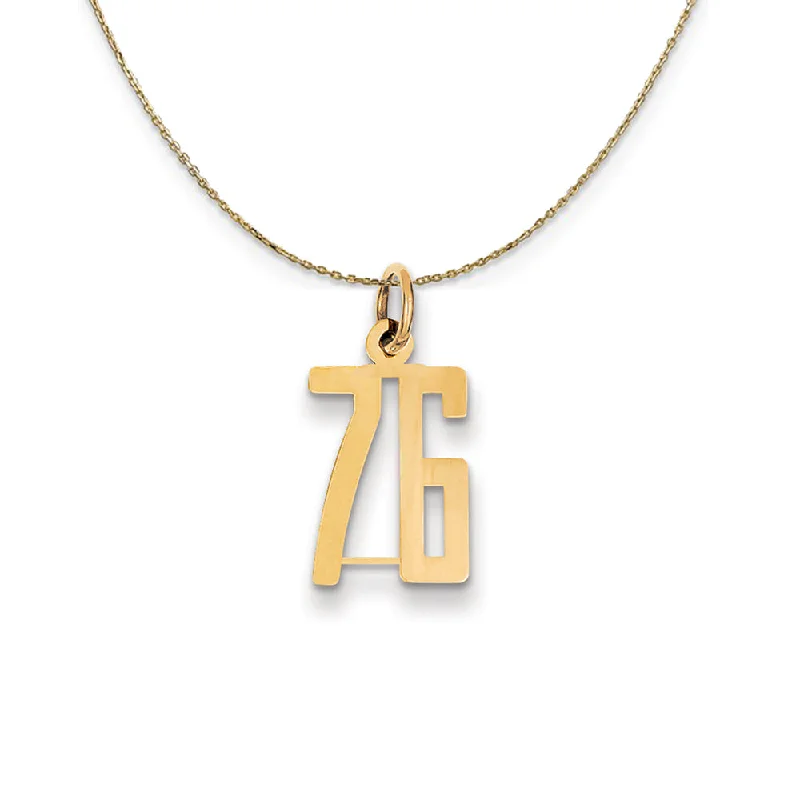 Carved design necklace-14k Yellow Gold, Alumni Small Elongated Number 76 Necklace