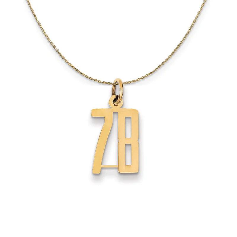 Gleam druzy necklace-14k Yellow Gold, Alumni Small Elongated Number 78 Necklace