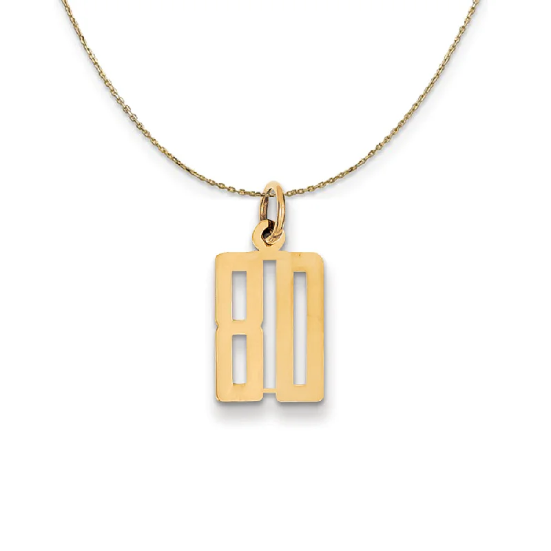 Knit chain necklace-14k Yellow Gold, Alumni Small Elongated Number 80 Necklace