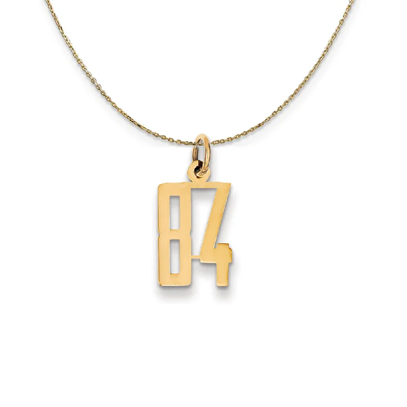 14k Yellow Gold, Alumni Small Elongated Number 84 Necklace