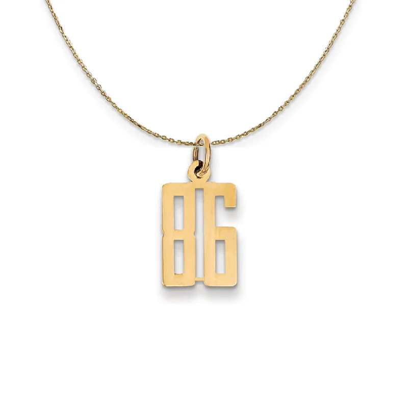 Peak gem necklace-14k Yellow Gold, Alumni Small Elongated Number 86 Necklace