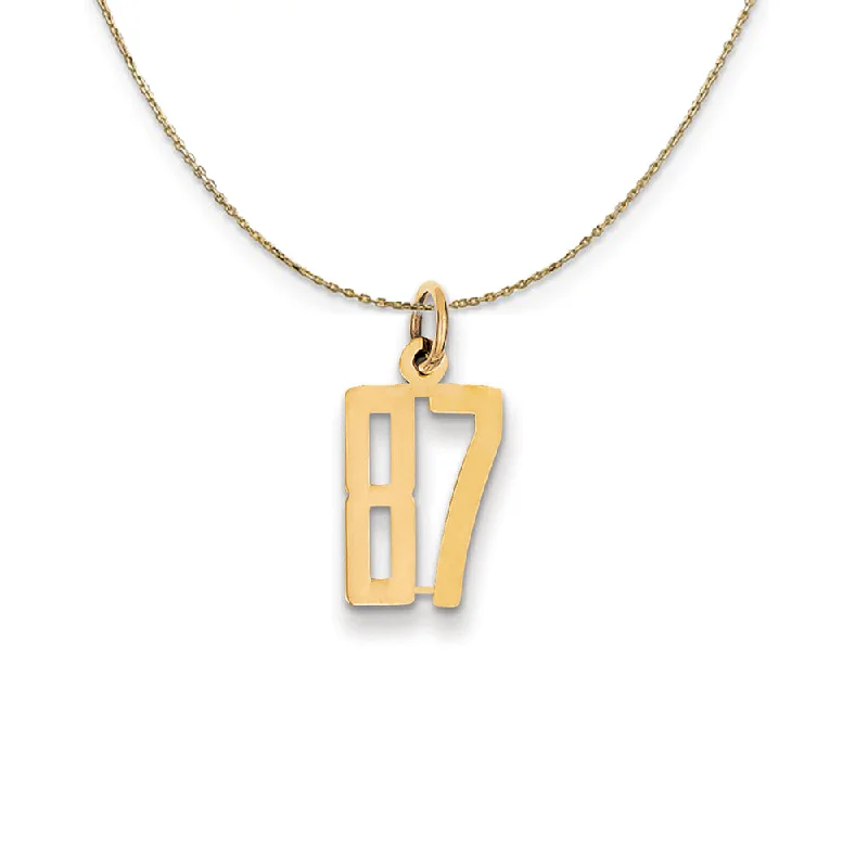 14k Yellow Gold, Alumni Small Elongated Number 87 Necklace