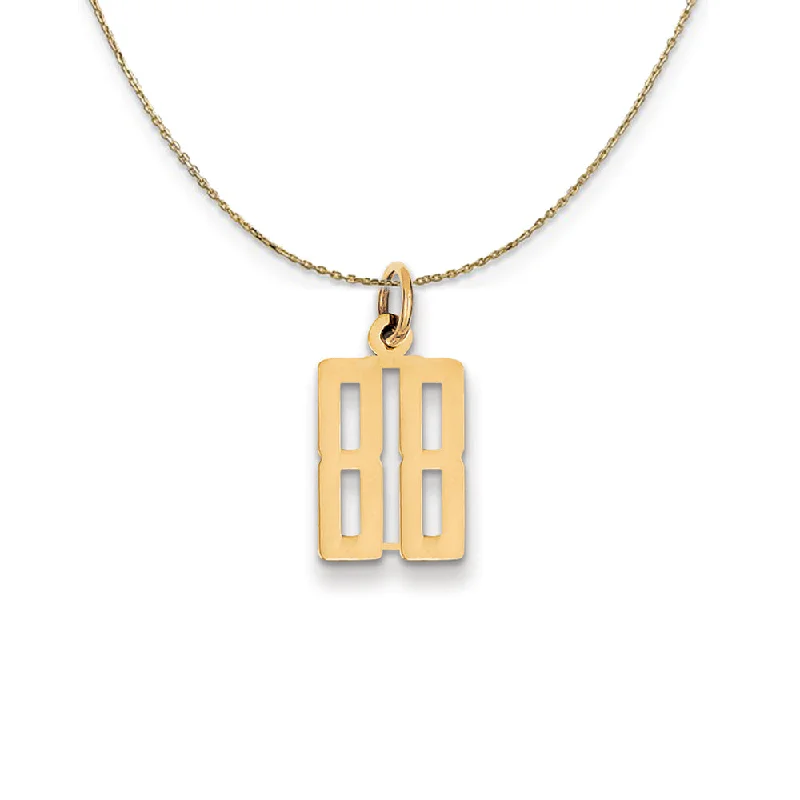 14k Yellow Gold, Alumni Small Elongated Number 88 Necklace