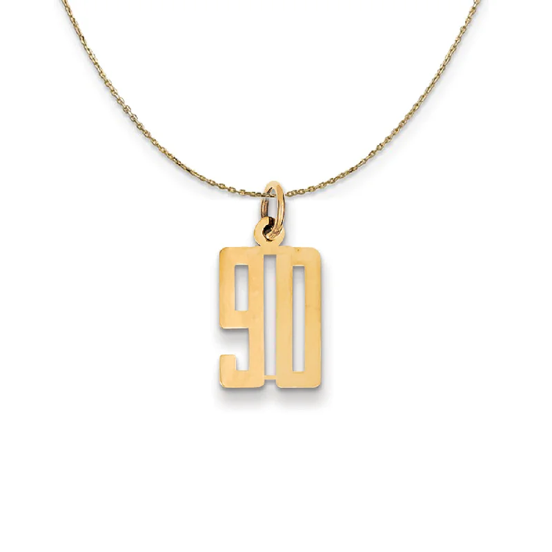 Copper chain necklace-14k Yellow Gold, Alumni Small Elongated Number 90 Necklace