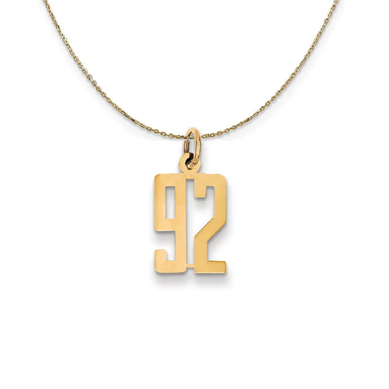 14k Yellow Gold, Alumni Small Elongated Number 92 Necklace