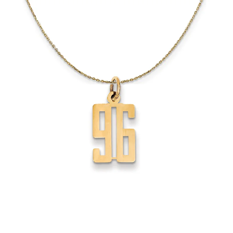 14k Yellow Gold, Alumni Small Elongated Number 96 Necklace