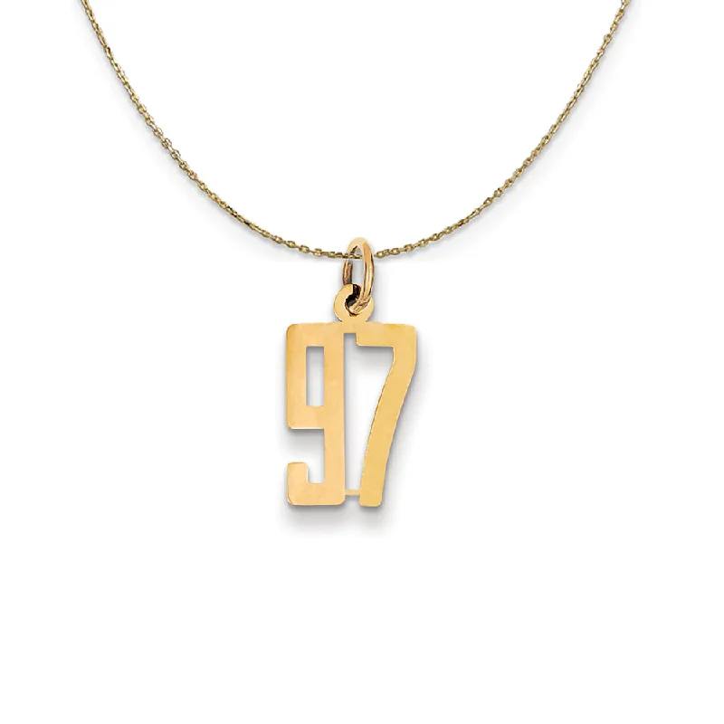 Scarlet ruby necklace-14k Yellow Gold, Alumni Small Elongated Number 97 Necklace