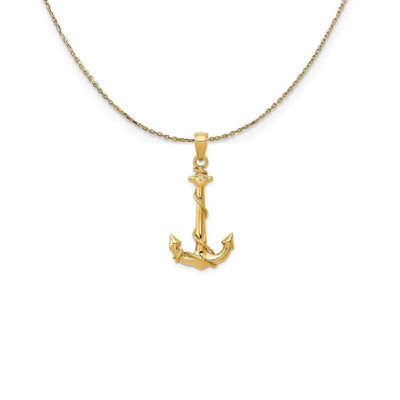 Radiant-cut sapphire necklace-14k Yellow Gold Anchor with Rope Necklace