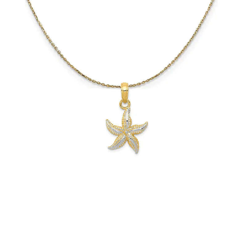 Antler curve necklace-14k Yellow Gold and Rhodium 12mm Two Tone Starfish Necklace