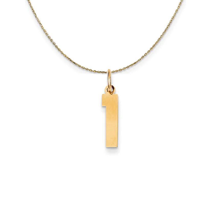 Flat bezel necklace-14k Yellow Gold, Athletic, Sm Polished Number 1 Necklace