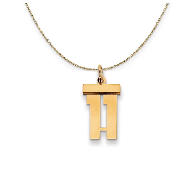 14k Yellow Gold, Athletic, Sm Polished Number 11 Necklace