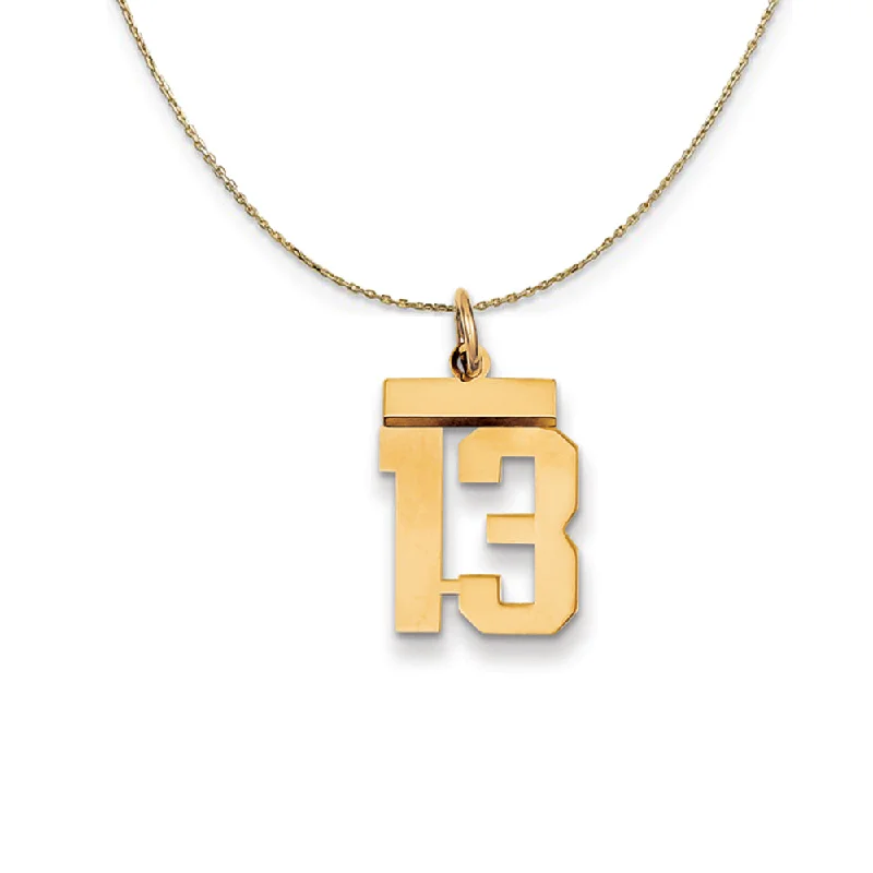 14k Yellow Gold, Athletic, Sm Polished Number 13 Necklace