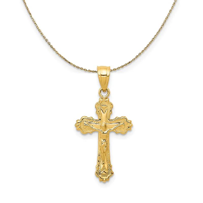 Five-knot necklace-14k Yellow Gold, Budded Crucifix Necklace