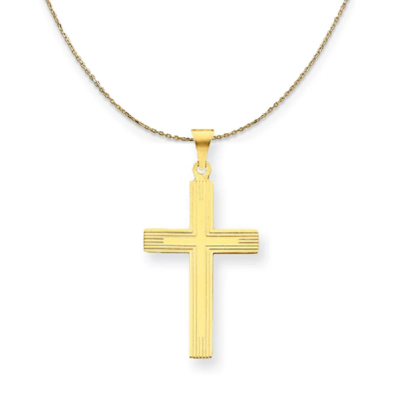 14k Yellow Gold, Casted, Latin Cross Necklace