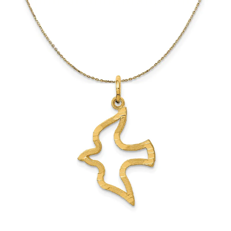 Nature print necklace-14k Yellow Gold Diamond Cut Dove Necklace