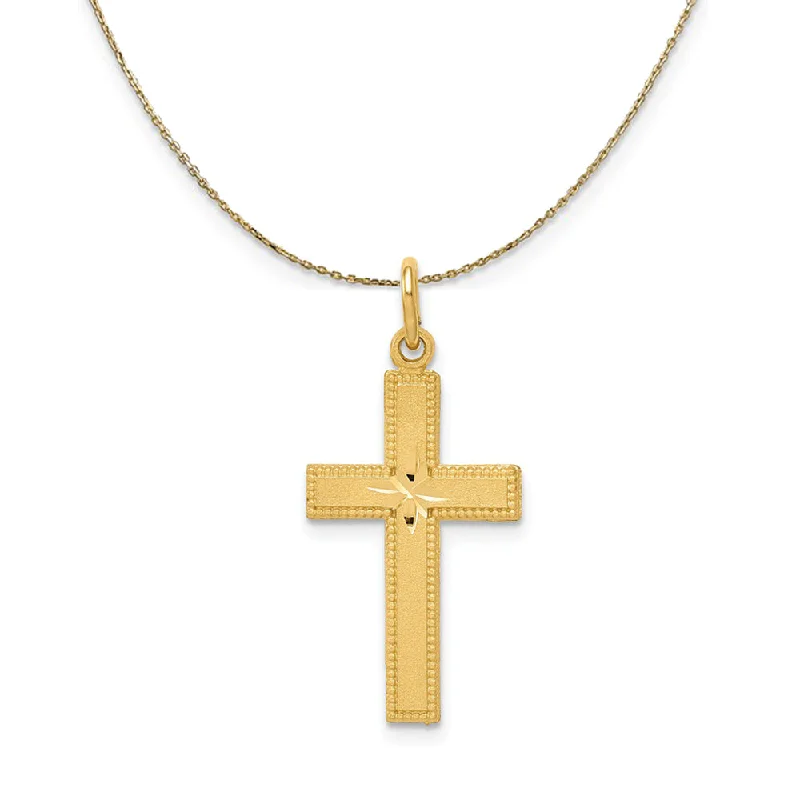 Scallop pearl necklace-14k Yellow Gold, Diamond Cut, Latin Cross Necklace