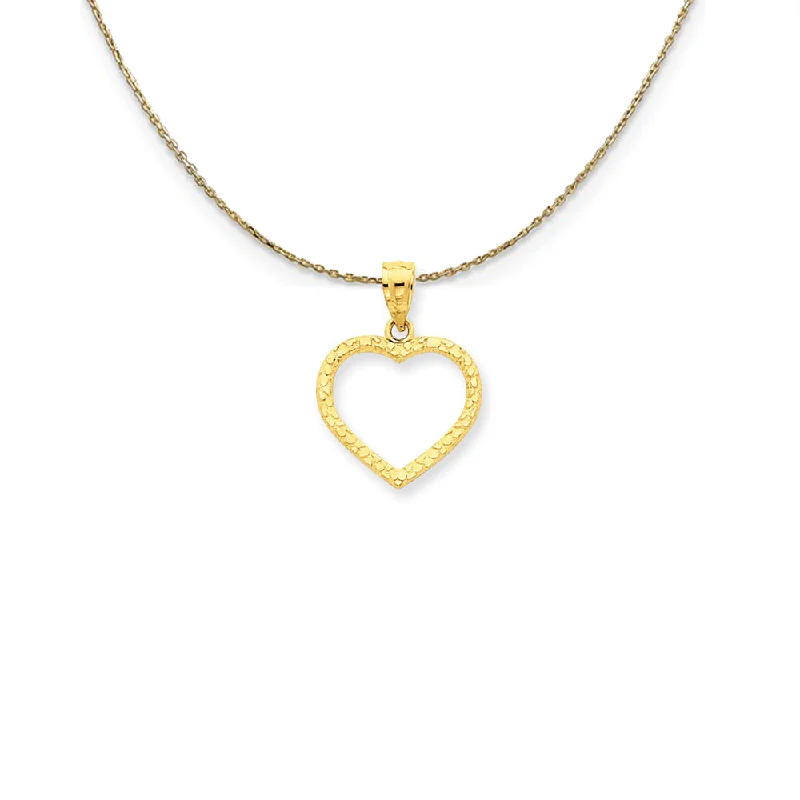 Cotton weave necklace-14k Yellow Gold Diamond Cut Nugget Heart Necklace