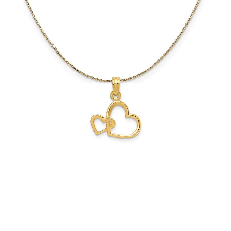 14k Yellow Gold Double Hooked Open Heart Necklace