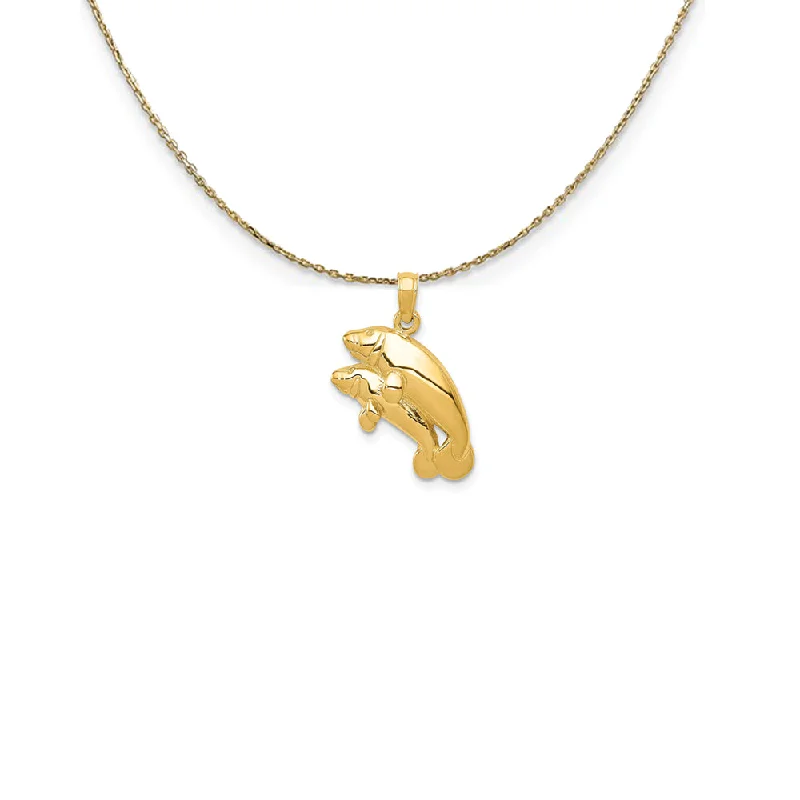 Spiral tendril necklace-14k Yellow Gold Double Manatee Necklace