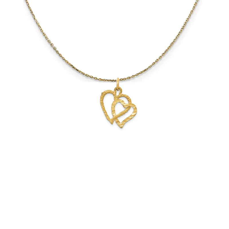 Nebula shine necklace-14k Yellow Gold Double Textured Heart Necklace