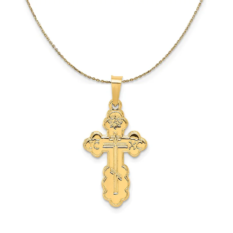 Birch grain necklace-14k Yellow Gold Eastern Orthodox Cross (26mm) Necklace