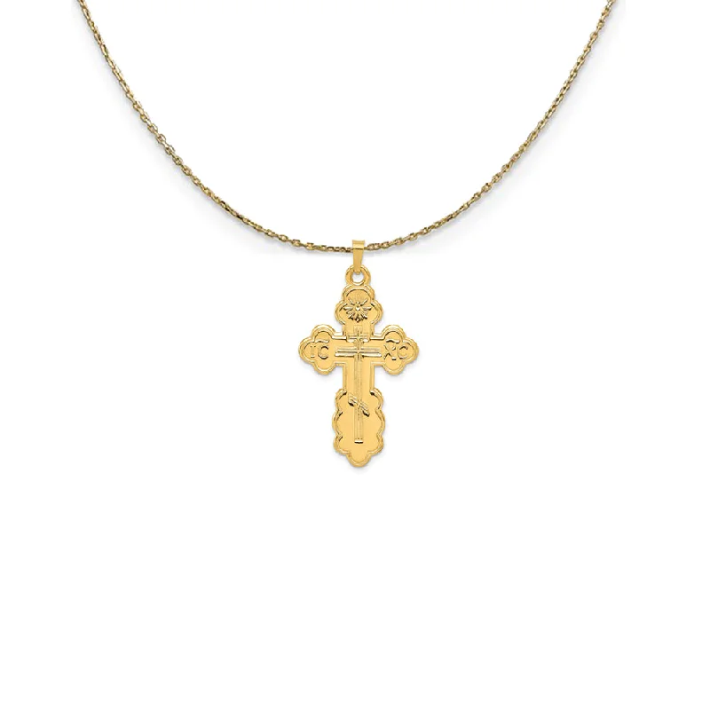 Faint dye necklace-14k Yellow Gold Eastern Orthodox Cross (40mm) Necklace