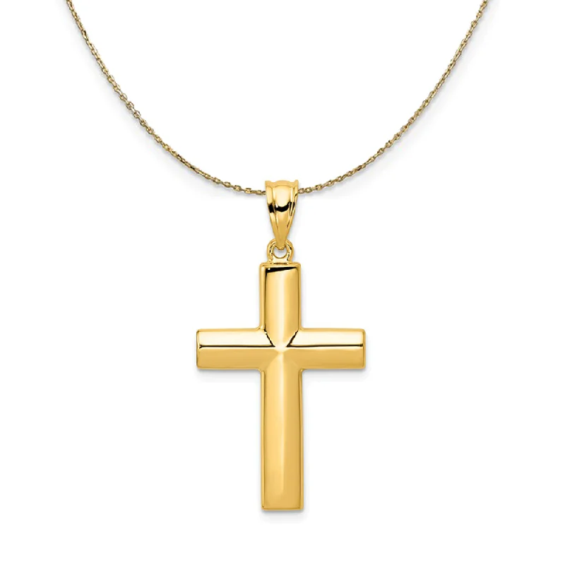 Linked stone necklace-14k Yellow Gold, Hollow Cross Necklace