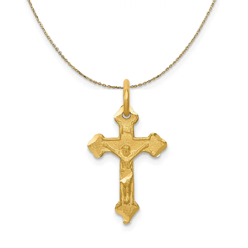 Sheen gem necklace-14k Yellow Gold, INRI Budded Crucifix Necklace