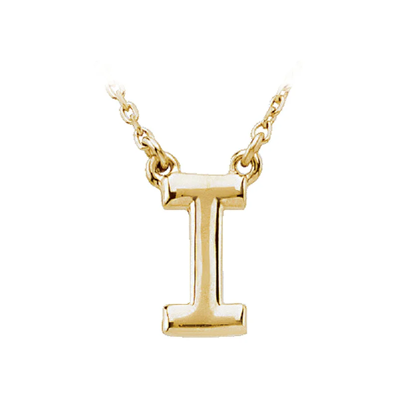 Charred timber necklace-14K Yellow Gold, Kendall Collection, Block Initial I Necklace, 16 Inch