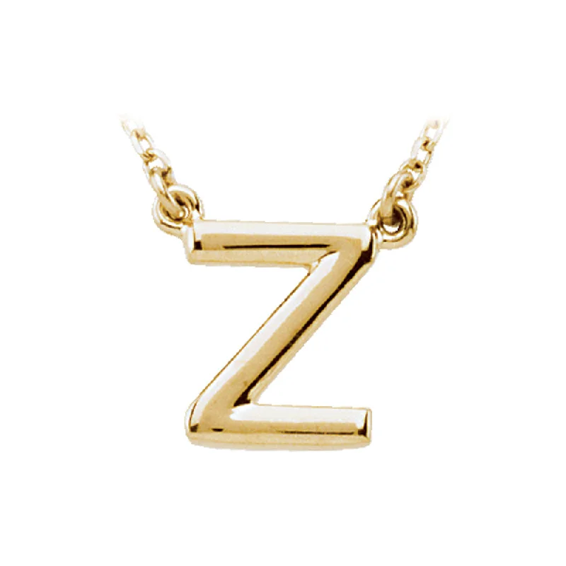 Bronze cast necklace-14K Yellow Gold, Kendall Collection, Block Initial Z Necklace, 16 Inch