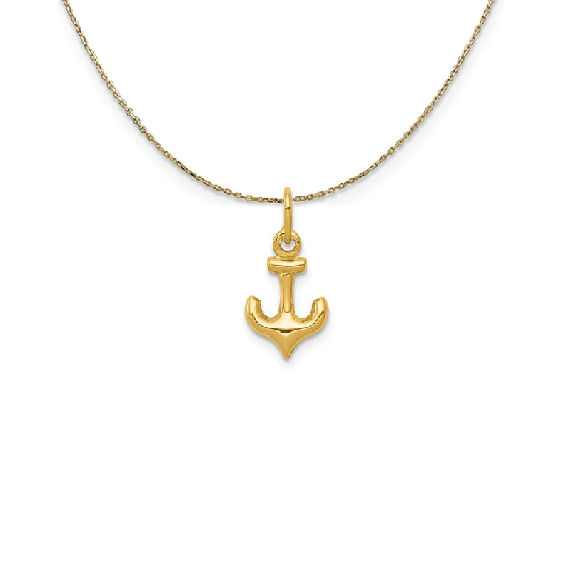 Scored groove necklace-14k Yellow Gold Mini Hollow Anchor Necklace