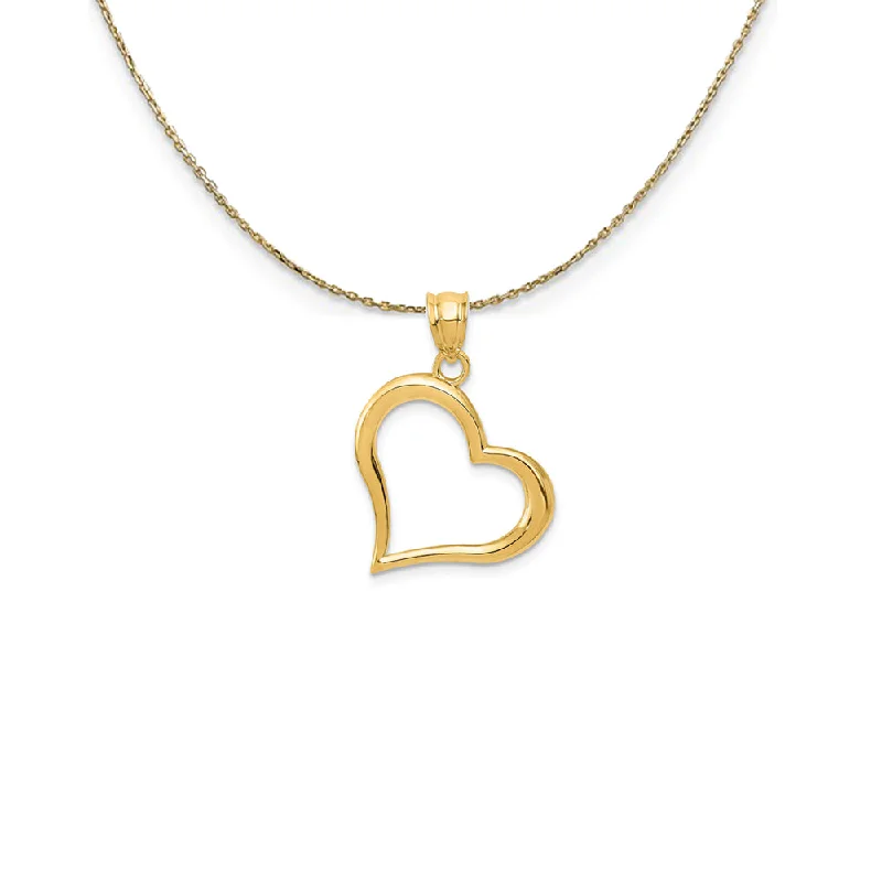 Grooved chain necklace-14k Yellow Gold Open Heart Necklace