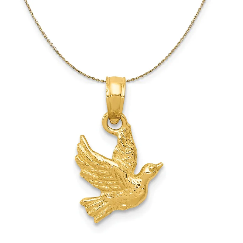 14k Yellow Gold Petite Flying Dove Necklace