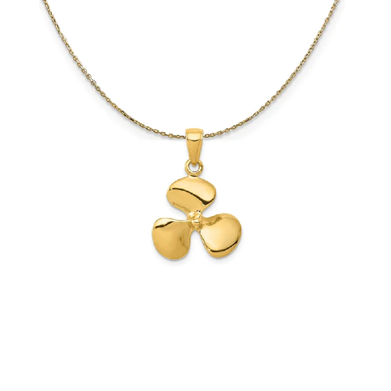 14k Yellow Gold Polished 3Dimensional Propeller Necklace